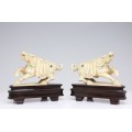 grup statuar " Qilin ". sculpturi in fildes. China pre-1940